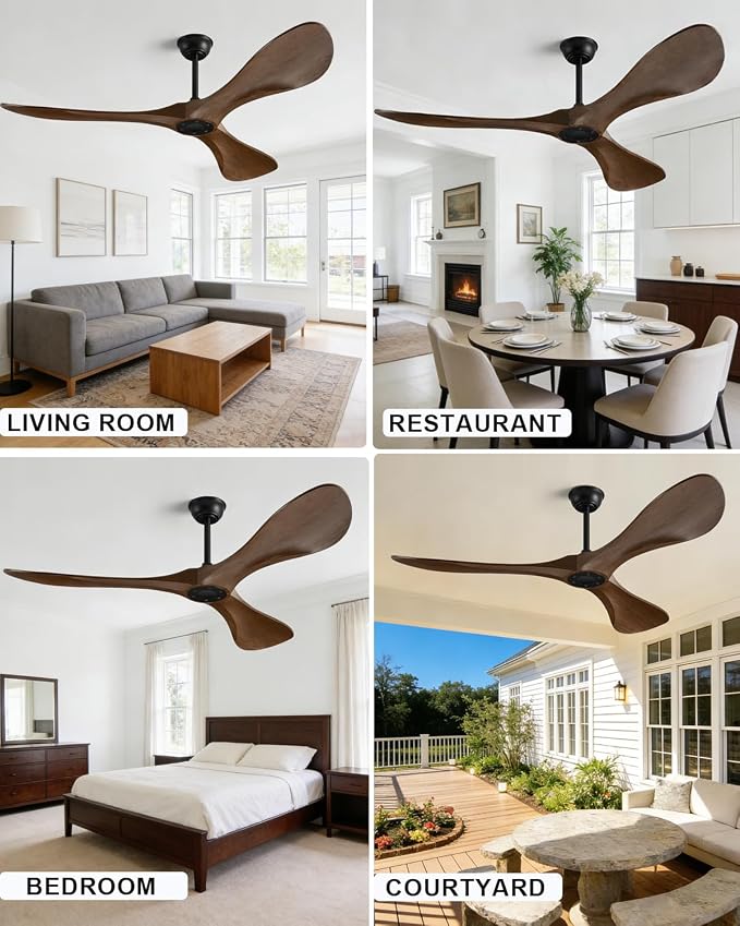 60 in Ceiling Fan of 7400+CFM High Airflow with Mute Remote Control,Ceiling Fan no light for Indoor/Outdoor Patios.6 Speed