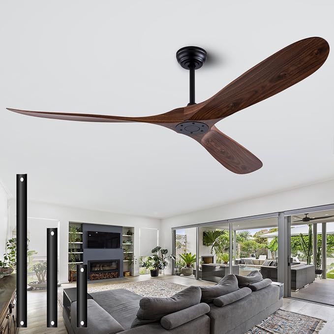 60-inch ABS Ceiling Fans with Remote Control No Lights, 3 Blades, Quiet Ceiling Fan, Modern Ceiling Fan for Living Room