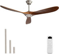60 Inch Ceiling Fan No Light, Solid Wood Ceiling Fans Without Lights for Indoor/Outdoor, Remote Control, Reversible DC Motor