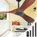 60 Inch Ceiling Fan No Light, Wood Indoor Outdoor Ceiling Fans for Patios Living Room Bedroom Gazebo, Big High CFM Wet Rated