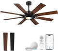 60 Inch Ceiling Fan with Light, Smart Indoor Outdoor Ceiling Fan with Alexa App Control, Large Black Modern Ceiling Fan, Dual