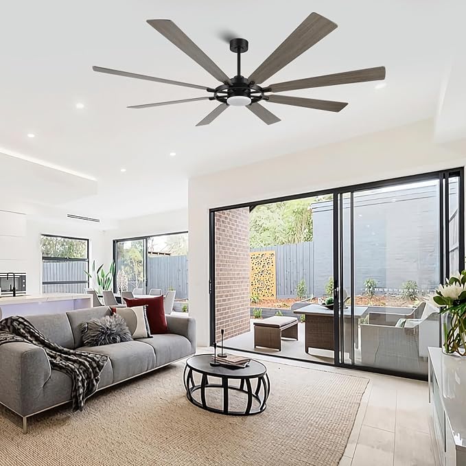 60 Inch Ceiling Fan with Lights and Remote Control, 8 Plywood Blades, 6-Speed Noiseless Reversible DC Motor, 3CCT, Windmill