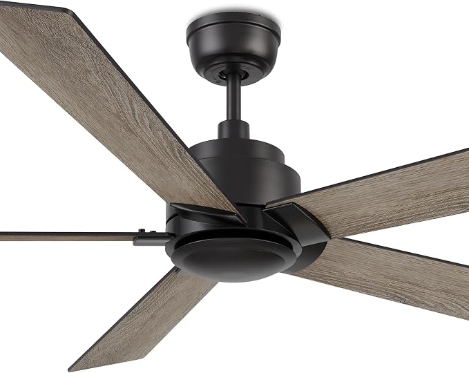 60 Inch Ceiling Fan without Lights, Black Ceiling Fan with Remote Low Profile, 10-Speed Reversible DC Motor, 5 Dual Finish