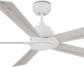 60 Inch Ceiling Fan without Lights, White Ceiling Fan with Remote Low Profile, 10-Speed Reversible DC Motor, 5 Dual Finish