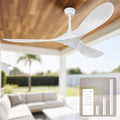 60 Inch Ceiling Fan Without Lights, White | Outdoor Ceiling Fan with Remote, 6-Speed Adjustable Reversible DC Motor for Patio