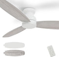 60 Inch Ceiling Fans No Light with Remote, 3 Blades White Modern Ceiling Fan without Light with Quiet Reversible DC Motor, 10