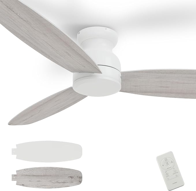 60 Inch Ceiling Fans No Light with Remote, 3 Blades White Modern Ceiling Fan without Light with Quiet Reversible DC Motor, 10