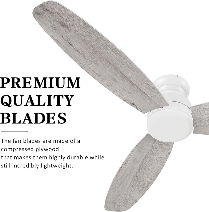 60 Inch Ceiling Fans No Light with Remote, 3 Blades White Modern Ceiling Fan without Light with Quiet Reversible DC Motor, 10
