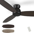 60 Inch Ceiling Fans No Light with Remote,Modern Ceiling Fan without Light with Quiet Reversible DC Motor,Walnut/Light Wooden