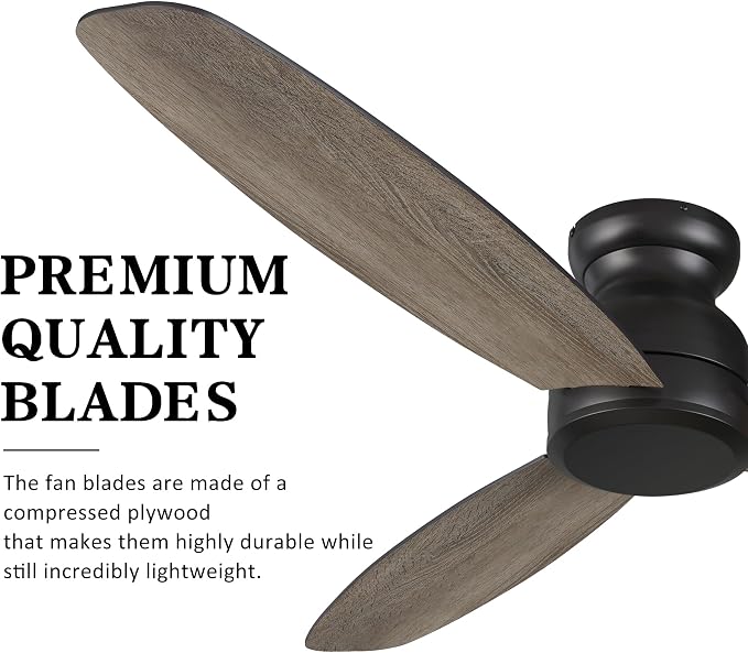 60 Inch Ceiling Fans No Light with Remote,Modern Ceiling Fan without Light with Quiet Reversible DC Motor,Walnut/Light Wooden