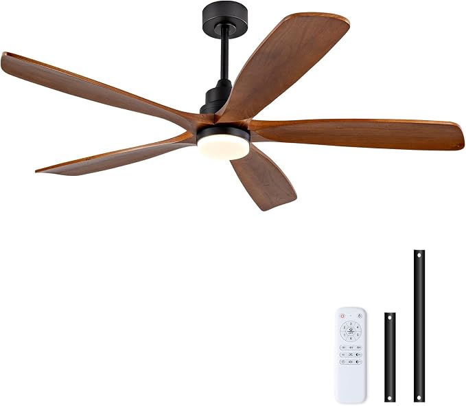 60 Inch Ceiling Fans with Lights and Remote Control, Modern Ceiling Fan with Light for Bedroom, Noiseless DC Motor, Dimmable