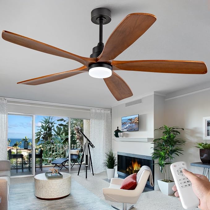 60 Inch Ceiling Fans with Lights and Remote Control, Modern Ceiling Fan with Light for Bedroom, Noiseless DC Motor, Dimmable
