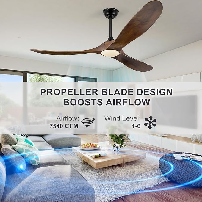 60 Inch Ceiling Fans with Lights and Remote Control, Outdoor Ceiling Fan with Light High cfm Outdoor Ceiling Fan for Patio
