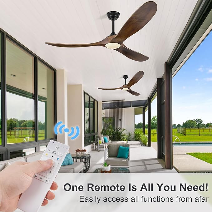 60 Inch Ceiling Fans with Lights and Remote Control, Outdoor Ceiling Fan with Light High cfm Outdoor Ceiling Fan for Patio