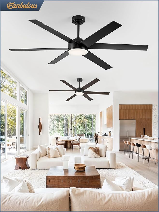 60 Inch Ceiling Fans with Lights and Remote, Reversible 6 Blades & Dimmable 3-Color Outdoor Ceiling Fans for Patios, DC Motor