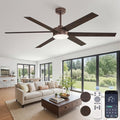 60 Inch Ceiling Fans with Lights and Remote, Reversible 6 Blades, Dimmable, 3000K-6000K Adjustable, Outdoor Ceiling Fans for