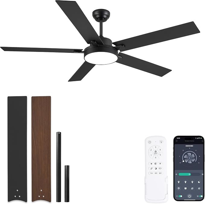 60 Inch Ceiling Fans with Lights, Smart Remote/APP Control, Plug in Ceiling Fan with 6 Speeds & 3CCT, Dimmable 30W LED, Quiet