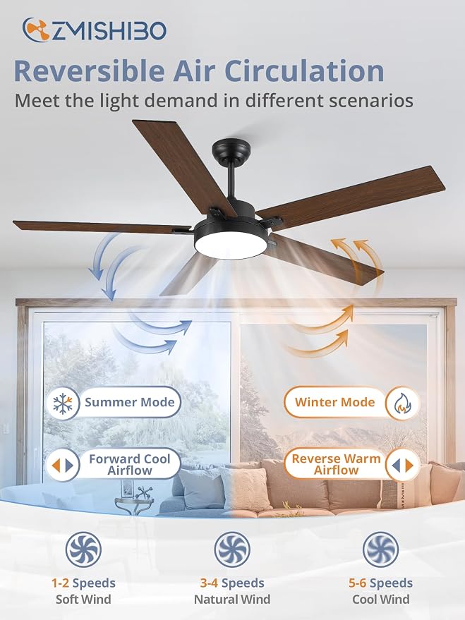 60 Inch Ceiling Fans with Lights, Smart Remote/APP Control, Plug in Ceiling Fan with 6 Speeds & 3CCT, Dimmable 30W LED, Quiet