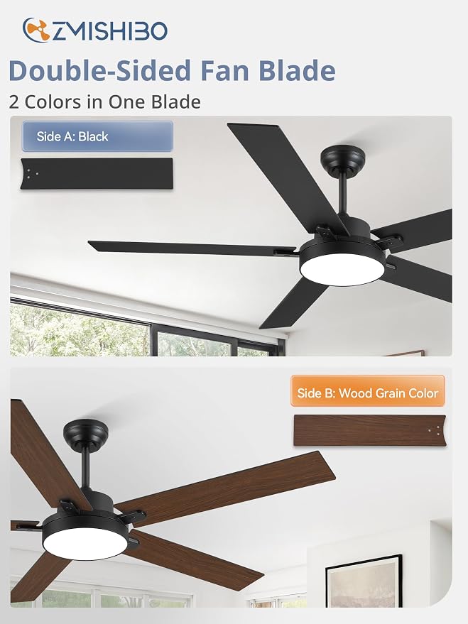 60 Inch Ceiling Fans with Lights, Smart Remote/APP Control, Plug in Ceiling Fan with 6 Speeds & 3CCT, Dimmable 30W LED, Quiet