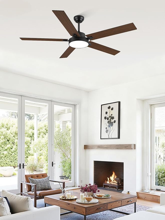 60 Inch Ceiling Fans with Lights, Smart Remote/APP Control, Plug in Ceiling Fan with 6 Speeds & 3CCT, Dimmable 30W LED, Quiet