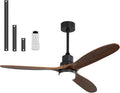 60 Inch Ceiling Fans with Lights, Walnut Solid Wood Ceiling Fan with Light Remote Control, Indoor/Outdoor Ceiling Fan with