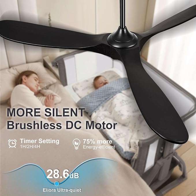 60 Inch Ceiling Fans with Lights, Wood Outdoor Ceiling Fan for Patio and Remote Control Rustic Propeller Large Ceiling Fans