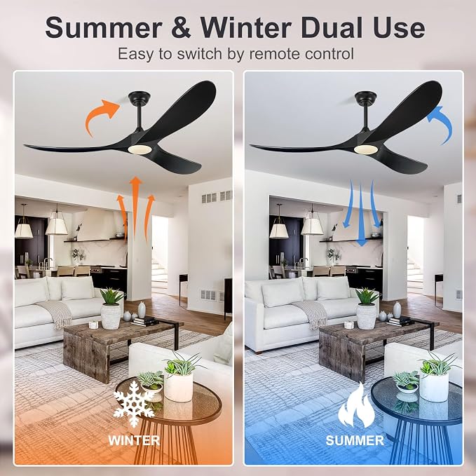 60 Inch Ceiling Fans with Lights, Wood Outdoor Ceiling Fan for Patio and Remote Control Rustic Propeller Large Ceiling Fans