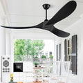 60 Inch Ceiling Fans Without Light, Solid Wood Ceiling Fan with Remote Control and Quiet DC Motor, Ceiling Fan no Light 3