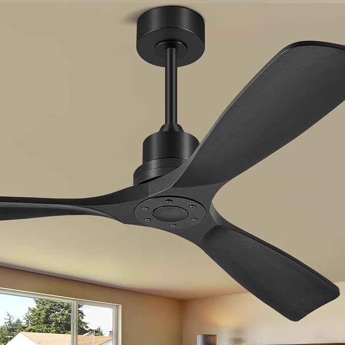 60 Inch Ceiling Fans Without Lights, 60" Outdoor Ceiling Fan No Light, 3 Wood Blades, 3 Downrods, Timer, 6 Speeds Modern