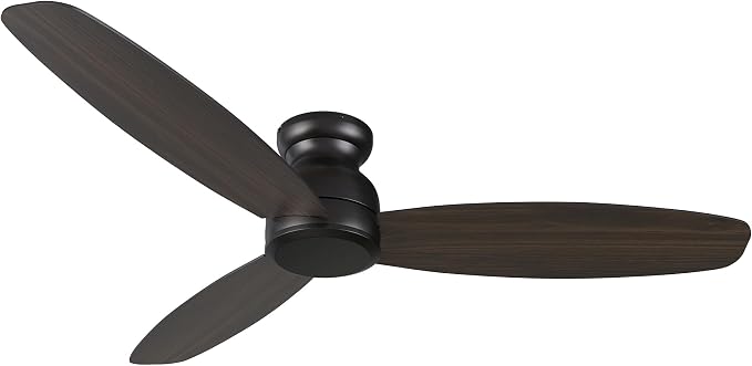 60 Inch Flush Mount Ceiling Fan without Lights, Black Ceiling Fan with Remote Low Profile, 10-Speed Reversible DC Motor, 3