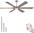 60 Inch Outdoor Ceiling Fans with Lights and Remote, Modern Farmhouse Ceiling Fan, 6 Solid Wood Blades, High CFM Quiet Energy