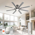 60 Inch Smart Ceiling Fan, Silver Indoor/Outdoor Ceiling Fans with Lights and Remote, Compatible with Alexa/Google/App, 3CCT