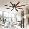 60 Inch Smart Ceiling Fan, Walnut Indoor/Outdoor Ceiling Fans with Lights and Remote, Compatible with