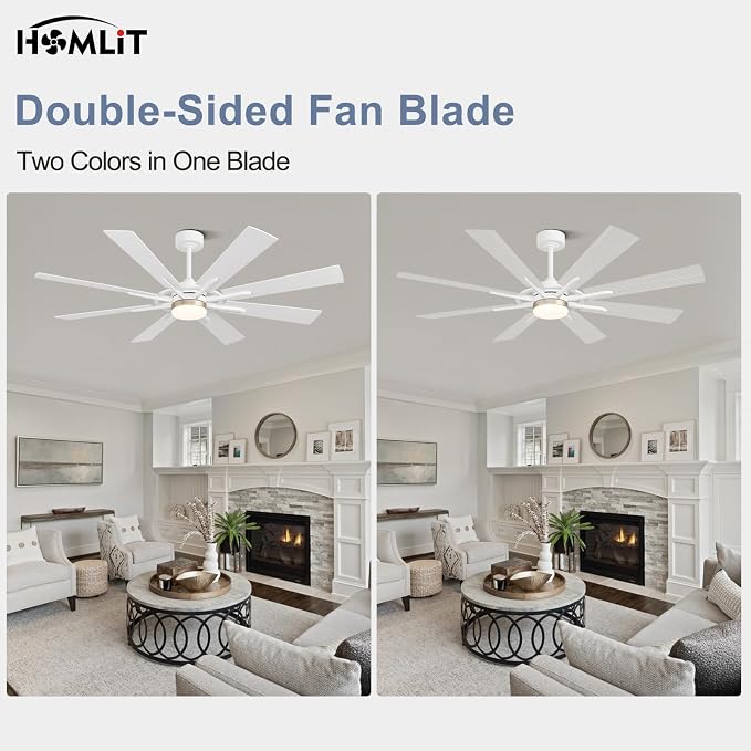 60 Inch Smart Ceiling Fan, White Indoor/Outdoor Ceiling Fans with Lights and Remote, Compatible with, alternate view 4