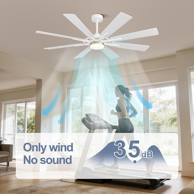 60 Inch Smart Ceiling Fan, White Indoor/Outdoor Ceiling Fans with Lights and Remote, Compatible with, alternate view 5