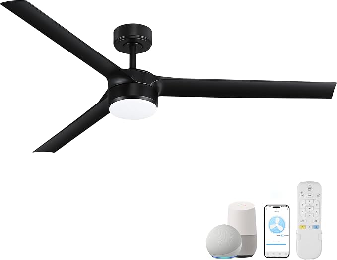 60 Inch Smart Ceiling Fans with Lights and Remote,Quiet DC Motor,3 color for Outdoor Indoor Modern Farmhouse Ceiling Fan