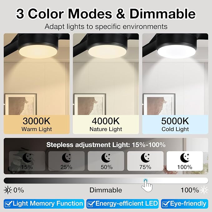 60 Inch Smart Ceiling Fans with Lights and Remote,Quiet DC Motor,3 color for Outdoor Indoor Modern Farmhouse Ceiling Fan