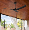 60 Inch Ultra-thin Ceiling Fan Without Lights, Whole Aluminum DC Motor and Blades,6 Speed Adjustable Black Indoor Outdoor