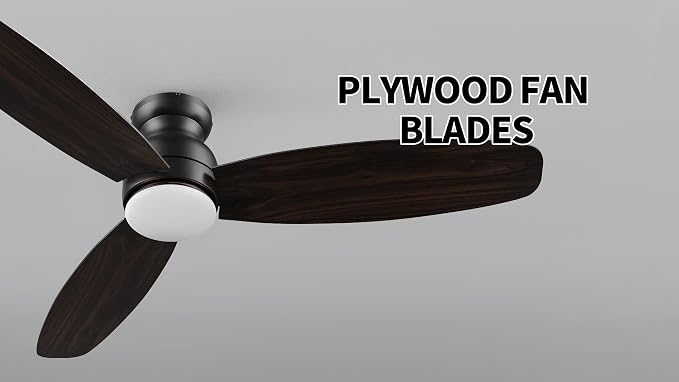 60 Inches Black Ceiling Fan with Light Flush Mount, DC 10 Speeds Silent Ceiling Fan with Remote, 3 Dual Finish Blades, 3