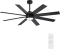 60" Large DC Ceiling Fans with Lights and Remote, 3 Downrods, 8 Plywood Blades, 6-Speeds Reversible DC Motor, 3CCT, Indoor