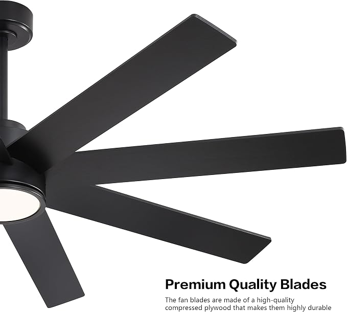 60" Large DC Ceiling Fans with Lights and Remote, 3 Downrods, 8 Plywood Blades, 6-Speeds Reversible DC Motor, 3CCT, Indoor