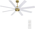 60" Large DC Ceiling Fans without Lights, 3 Downrods, 8 Plywood Blades, 6-Speeds Reversible DC Motor, Indoor Ceiling Fan No