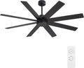 60" Large DC Ceiling Fans without Lights, 3 Downrods, 8 Plywood Blades, 6-Speeds Reversible DC Motor, Indoor Ceiling Fan No