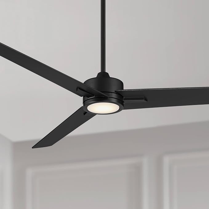 60" Monte Largo Modern Industrial 3 Blade Indoor Ceiling Fan with Dimmable LED Light Remote Control Matte Black for Living