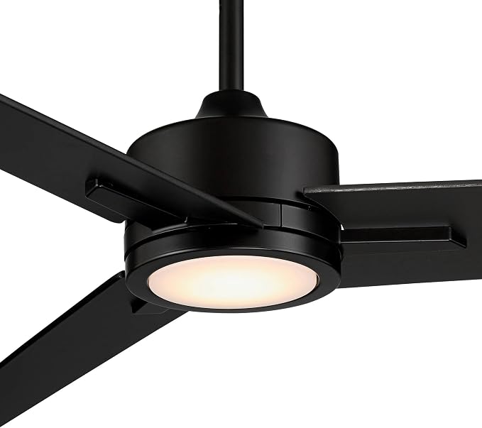 60" Monte Largo Modern Industrial 3 Blade Indoor Ceiling Fan with Dimmable LED Light Remote Control Matte Black for Living