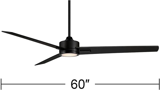 60" Monte Largo Modern Industrial 3 Blade Indoor Ceiling Fan with Dimmable LED Light Remote Control Matte Black for Living