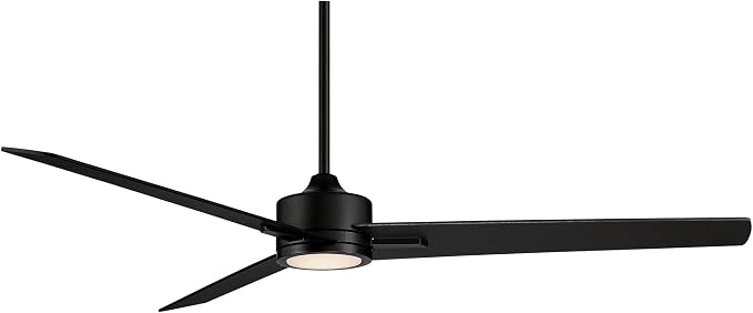 60" Monte Largo Modern Industrial 3 Blade Indoor Ceiling Fan with Dimmable LED Light Remote Control Matte Black for Living