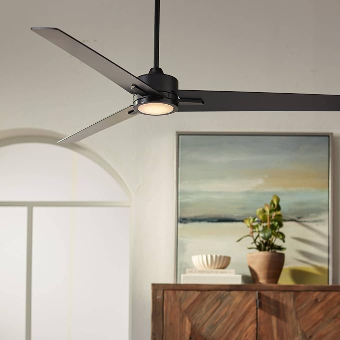 60" Monte Largo Modern Industrial 3 Blade Indoor Ceiling Fan with Dimmable LED Light Remote Control Matte Black for Living