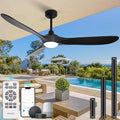 60” Outdoor Ceiling Fan with Light 3 Downrods, Smart Wood Ceiling Fan Compatible with Alexa/Google/App, 3 Blades Modern Black
