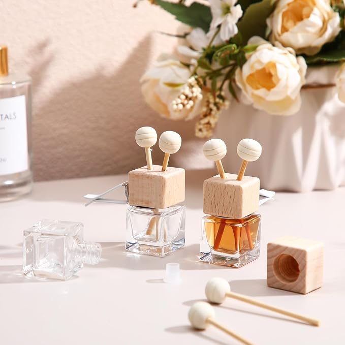 60 Pcs Car Diffuser Bottles Empty Bulk Vent Clip Car Air Freshener Diffuser for Essential Oil Perfume Glass Bottle with